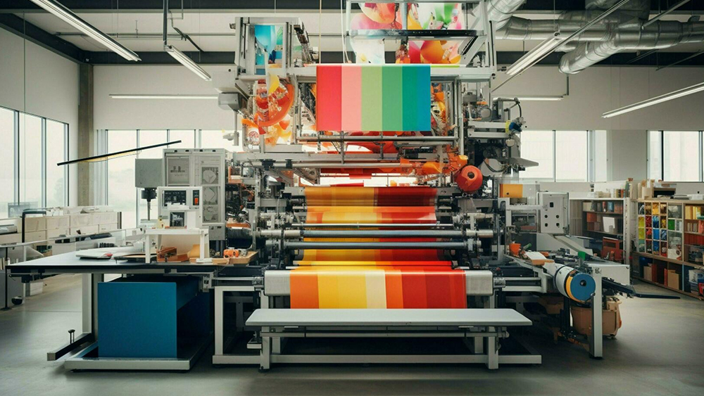 پرینتر رنگی در یک چاپخانه در حال چاپ پرینت رنگی بر روی لباس و پارچه و کاغذ، پرینت رنگی، چاپ آفست، پرینتر دیجیتال، پرینتر هوشمند،پرینتر خودکار، پرینتر وایرلس